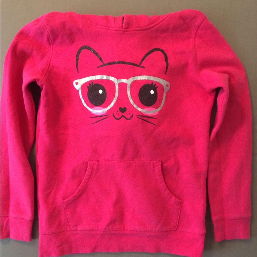 Hot Pink Cat With Glasses Sweatshirt